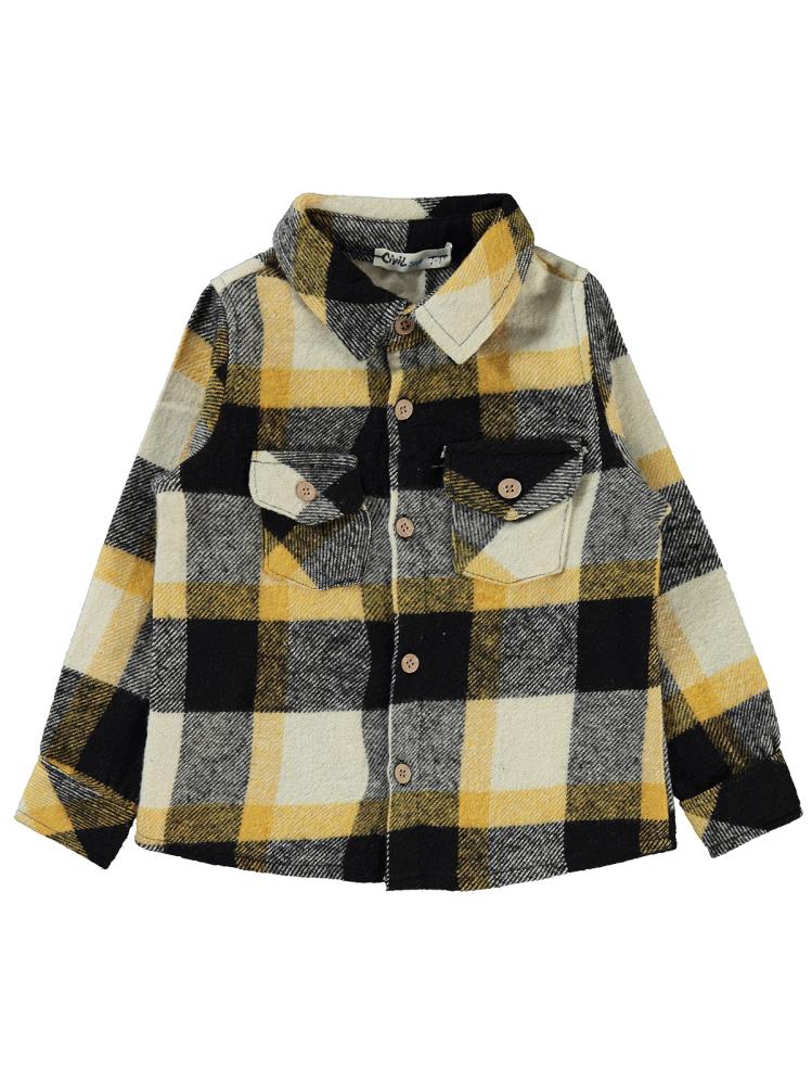 Civil Boys Çift Cepli Ekoseli 2-5 Yaş Gömlek - Kahverengi