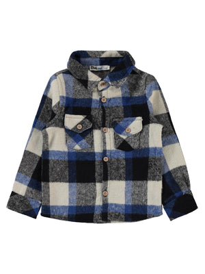 Civil Boys Çift Cepli Ekoseli 2-5 Yaş Gömlek - Mavi