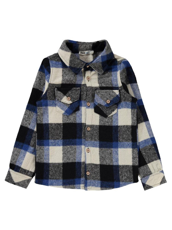 Civil Boys Çift Cepli Ekoseli 6-9 Yaş Gömlek - Mavi