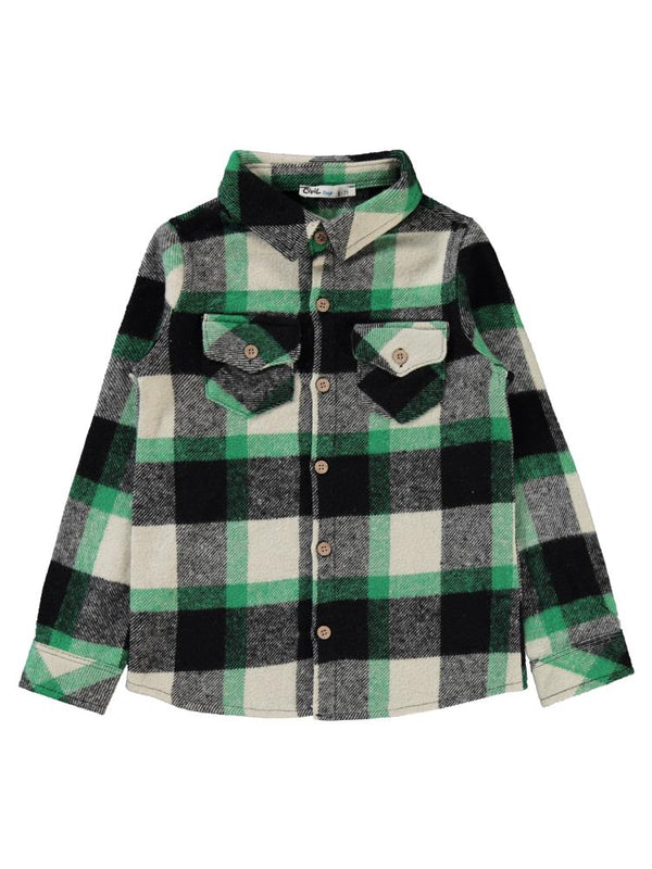 Civil Boys Çift Cepli Ekoseli 10-13 Yaş Gömlek - Yeşil