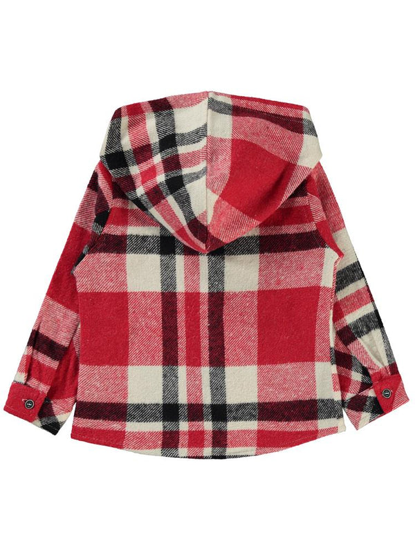 Civil Boys Kapşonlu Ekoseli 2-5 Yaş Gömlek - Kırmızı