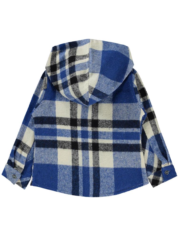 Civil Boys Kapşonlu Ekoseli 2-5 Yaş Gömlek - Mavi