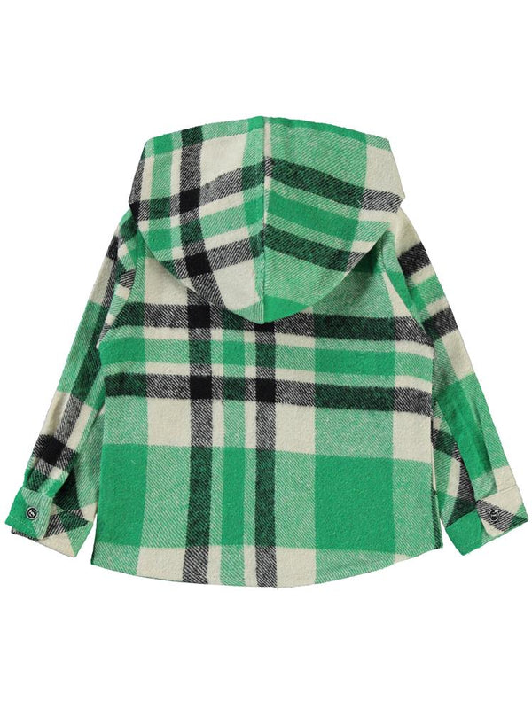 Civil Boys Kapşonlu Ekoseli 2-5 Yaş Gömlek - Yeşil