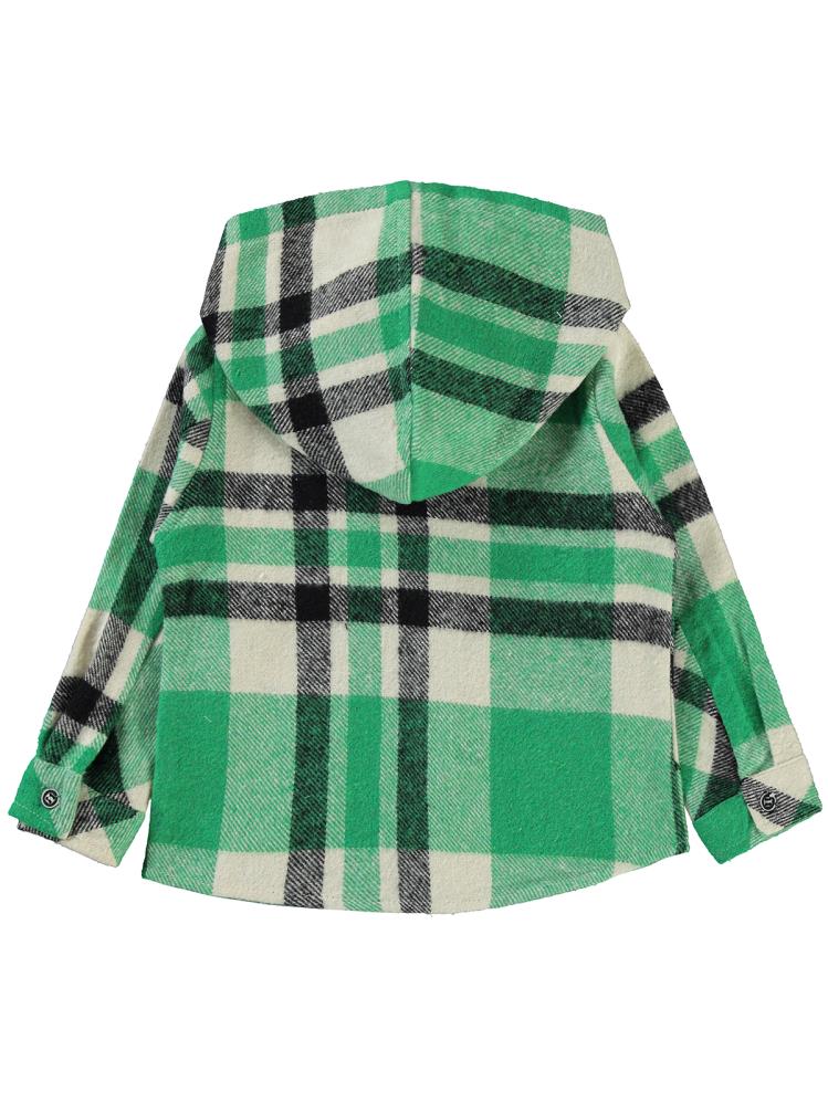 Civil Boys Kapşonlu Ekoseli 2-5 Yaş Gömlek - Yeşil