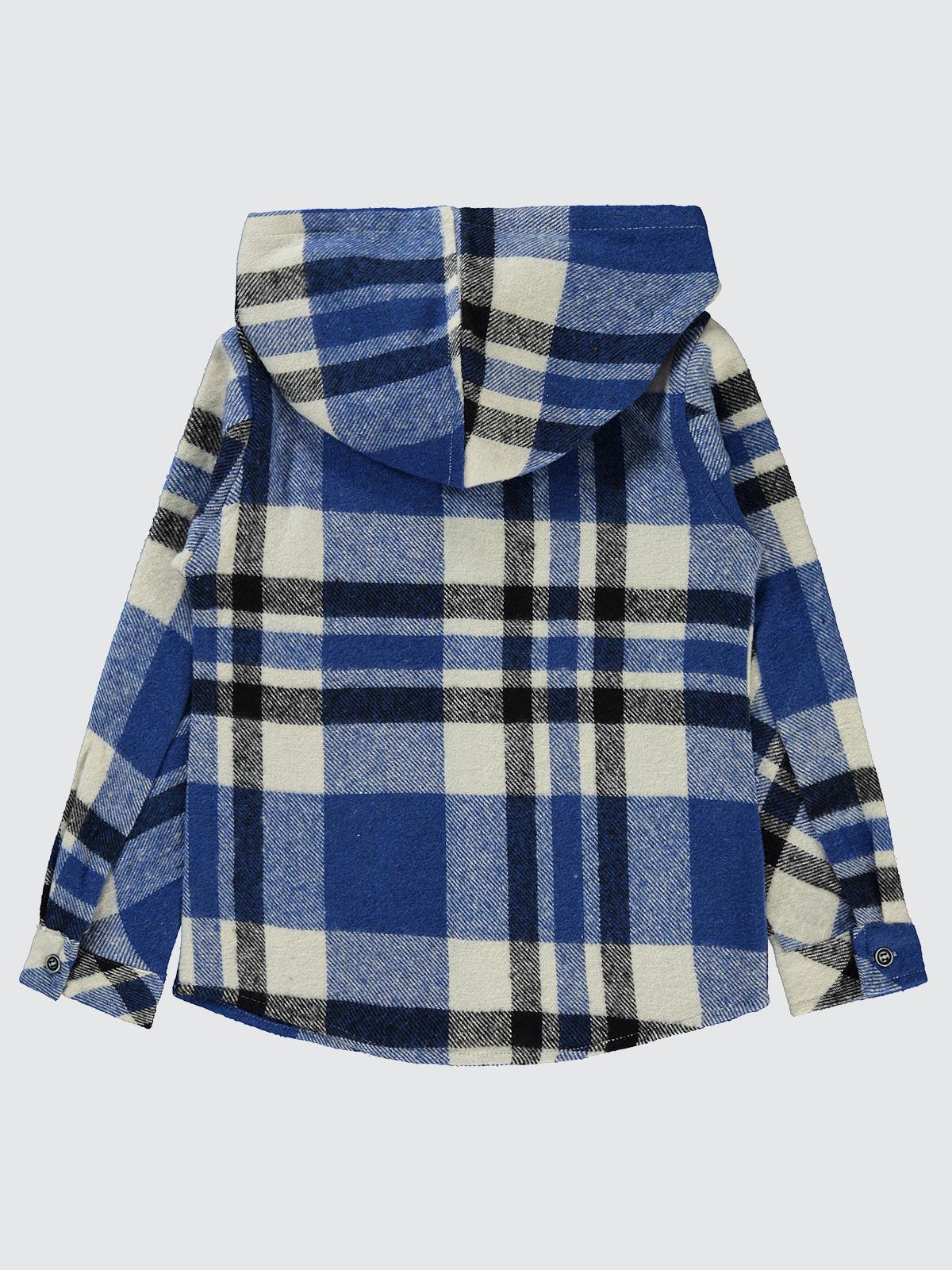 Civil Boys Kapşonlu Ekoseli 6-9 Yaş Gömlek - Mavi