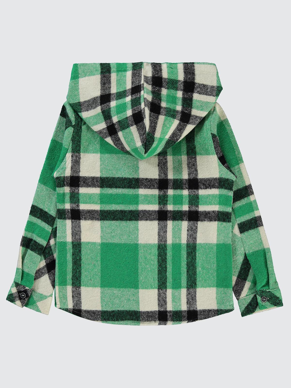 Civil Boys Kapşonlu Ekoseli 6-9 Yaş Gömlek - Yeşil