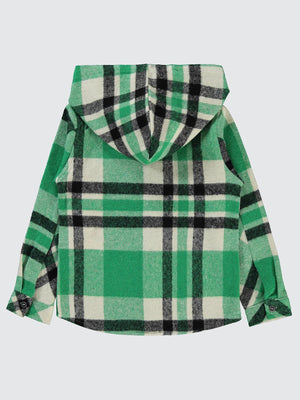 Civil Boys Kapşonlu Ekoseli 6-9 Yaş Gömlek - Yeşil