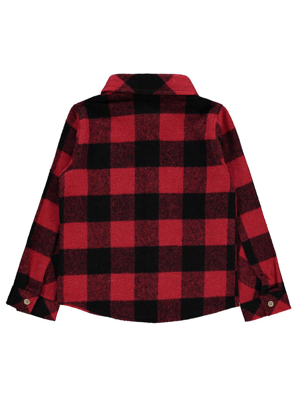 Civil Boys Armalı Ekoseli 10-13 Yaş Gömlek - Kırmızı