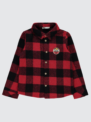 Civil Boys Armalı Ekoseli 6-9 Yaş Gömlek - Kırmızı