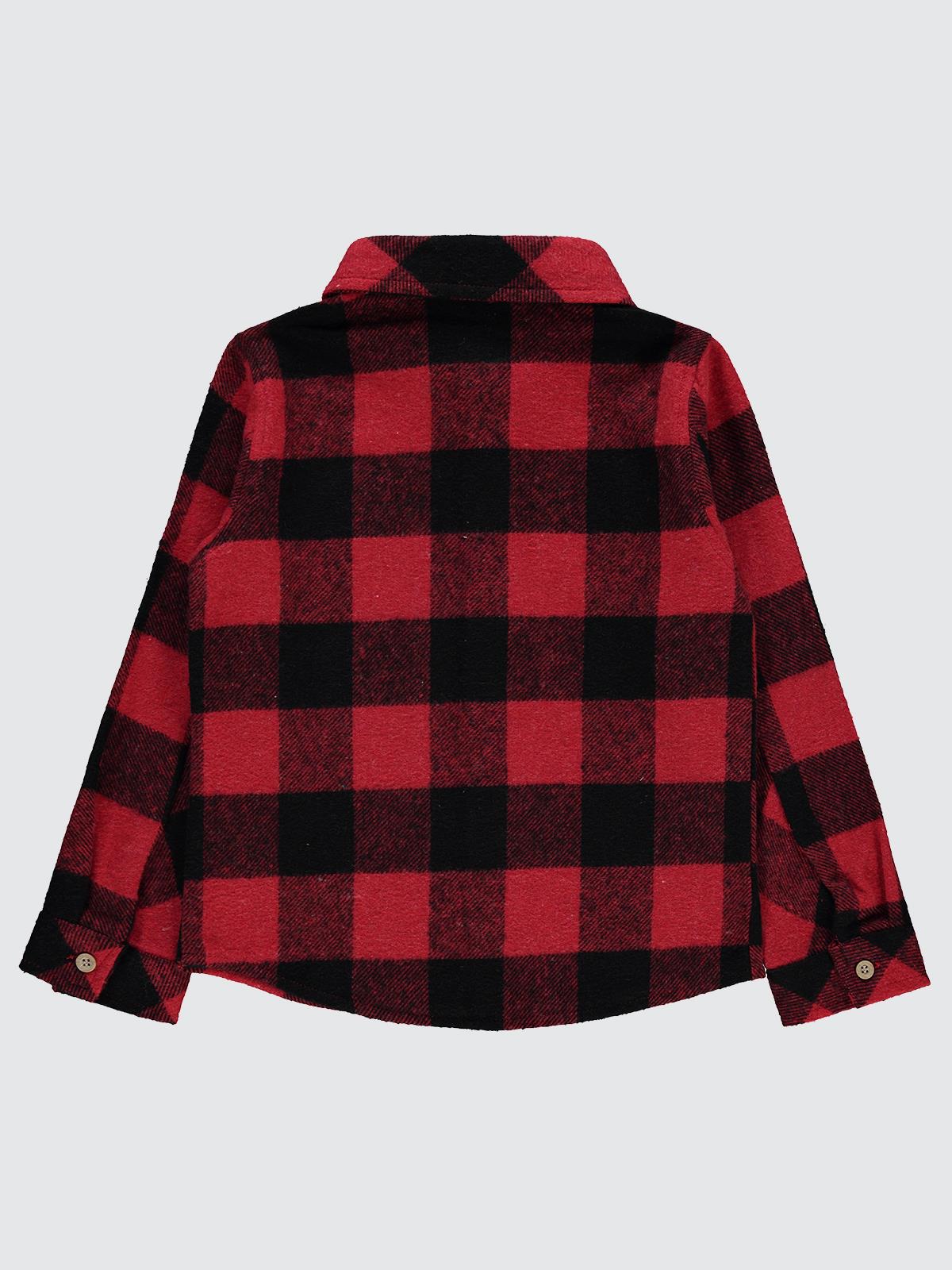 Civil Boys Armalı Ekoseli 6-9 Yaş Gömlek - Kırmızı