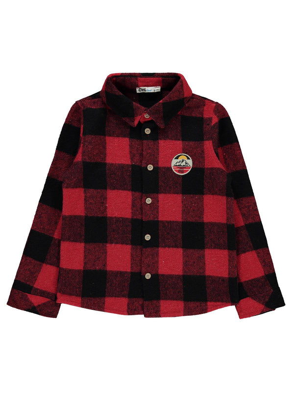 Civil Boys Armalı Ekoseli 10-13 Yaş Gömlek - Kırmızı