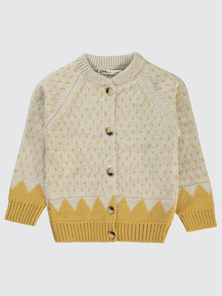 Civil Girls Nokta Desenli 2-5 Yaş Hırka - Hardal