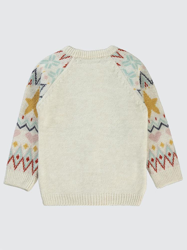 Civil Girls Geyik Nakışlı 2-5 Yaş Hırka - Ekru