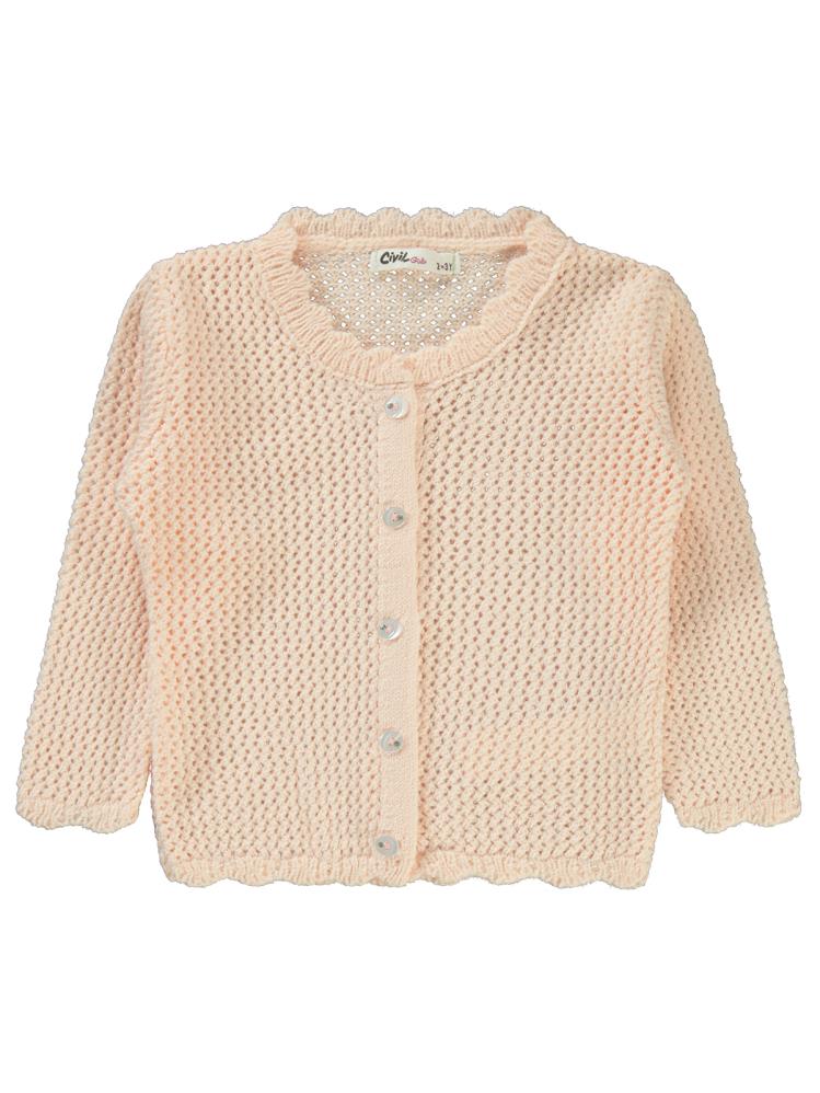 Civil Girls Acur Örgü 2-5 Yaş Hırka - Pudra