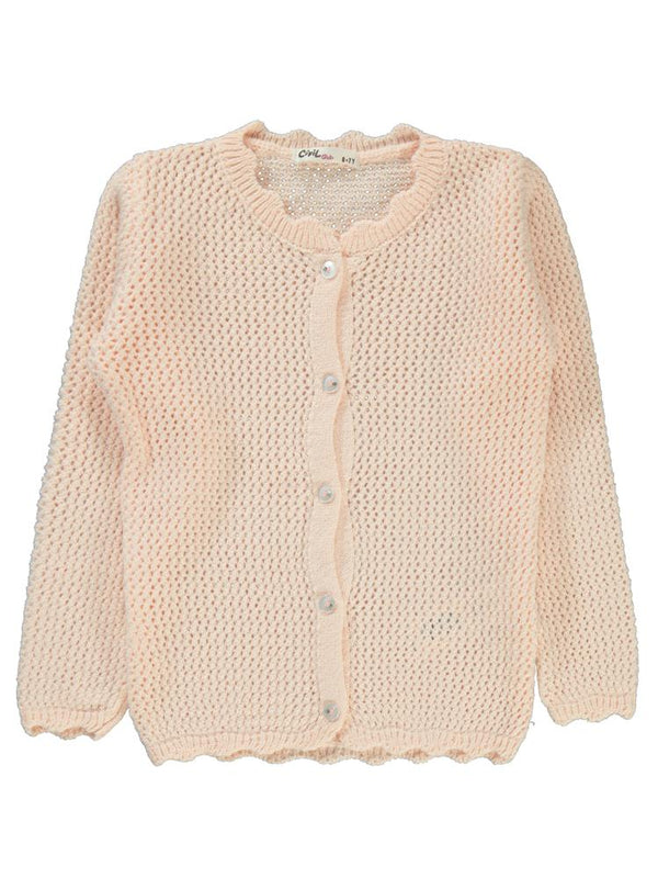 Civil Girls Acur Örgü 6-9 Yaş Hırka - Pudra