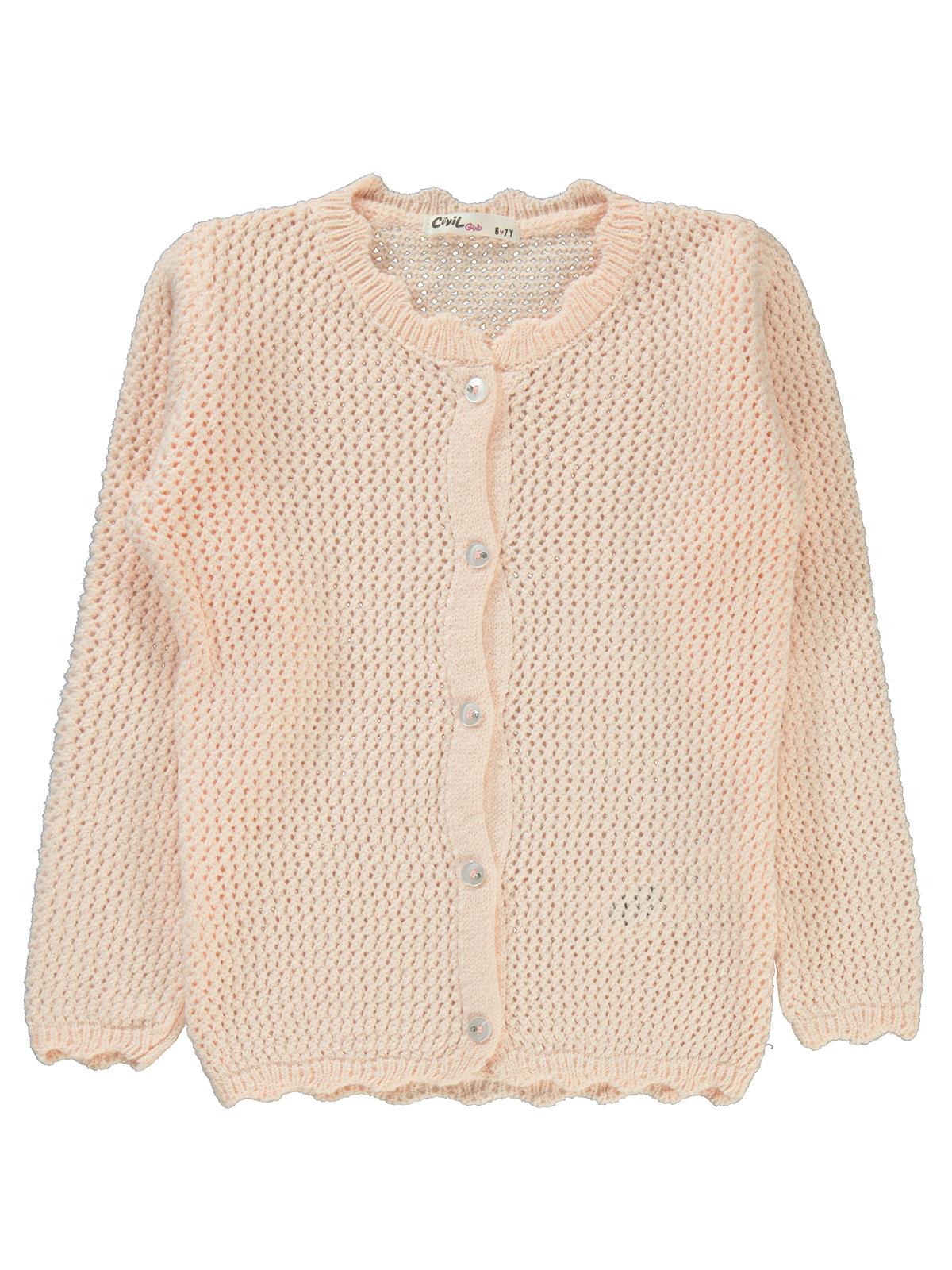 Civil Girls Acur Örgü 6-9 Yaş Hırka - Pudra