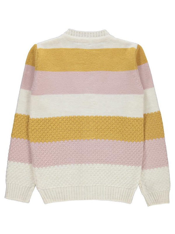 Civil Girls Çizgili 10-13 Yaş Hırka - Ekru