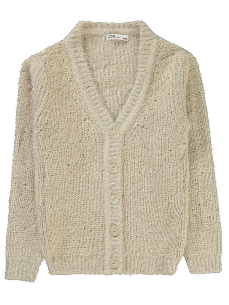 Civil Girls Pul Nakışlı 6-9 Yaş Hırka - Bej