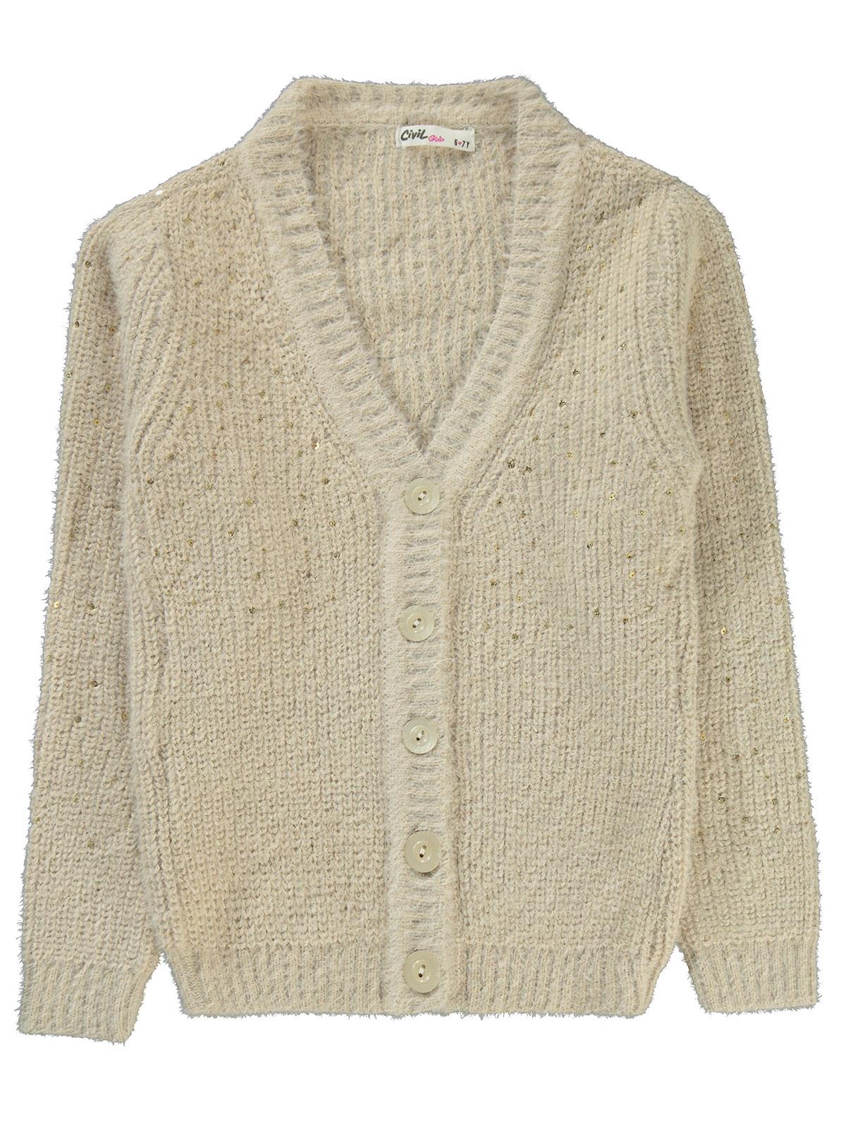 Civil Girls Pul Nakışlı 6-9 Yaş Hırka - Bej