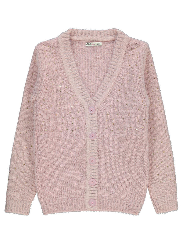 Civil Girls Pul Nakışlı 6-9 Yaş Hırka - Pudra