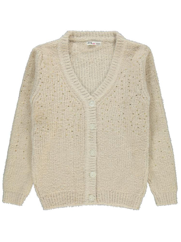 Civil Girls Pul Nakışlı 10-13 Yaş Hırka - Bej