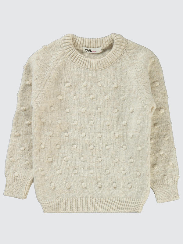 Civil Girls Nohut Desenli 2-5 Yaş Kazak - Bej