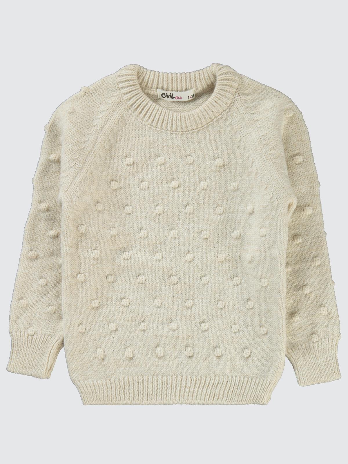 Civil Girls Nohut Desenli 2-5 Yaş Kazak - Bej