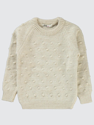 Civil Girls Nohut Desenli 2-5 Yaş Kazak - Bej