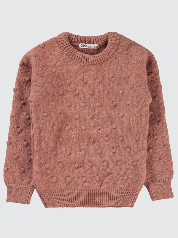 Civil Girls Nohut Desenli 2-5 Yaş Kazak - Pembe