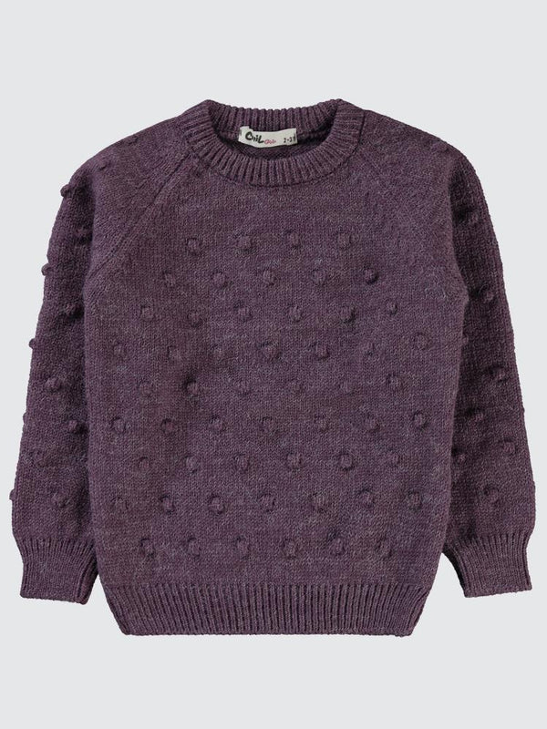 Civil Girls Nohut Desenli 2-5 Yaş Kazak - Lila