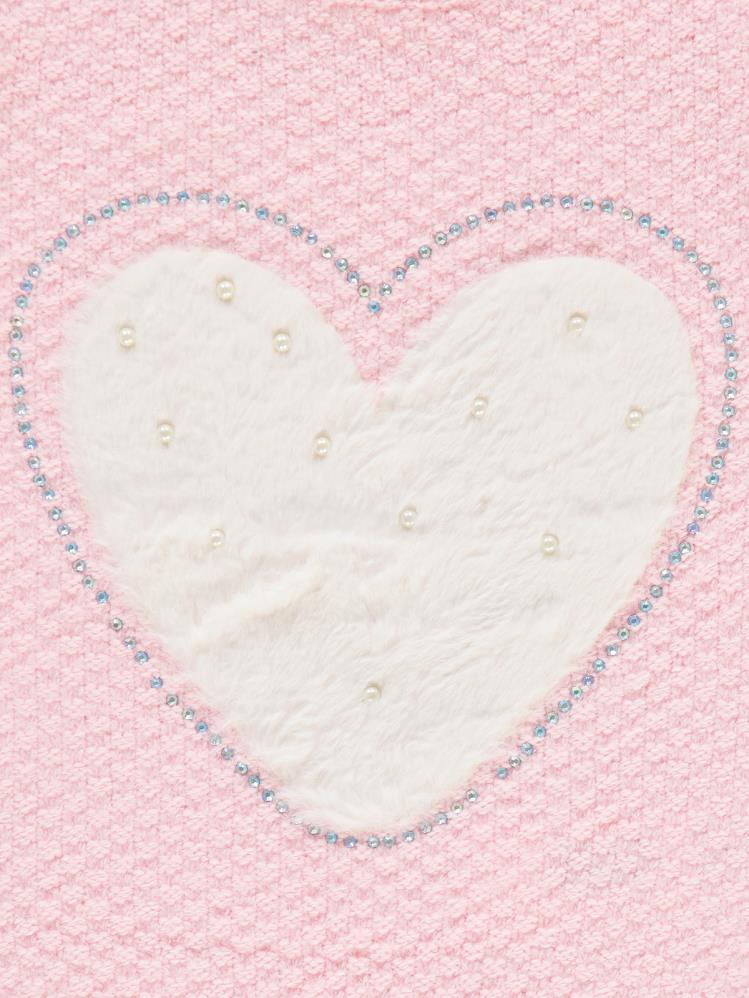 Civil Girls Pelüş Kalp Nakışlı 2-5 Yaş Kazak - Pembe