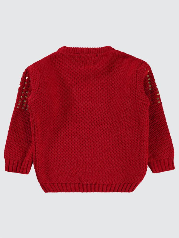 Civil Girls Geyik Nakışlı 2-5 Yaş Kazak - Kırmızı