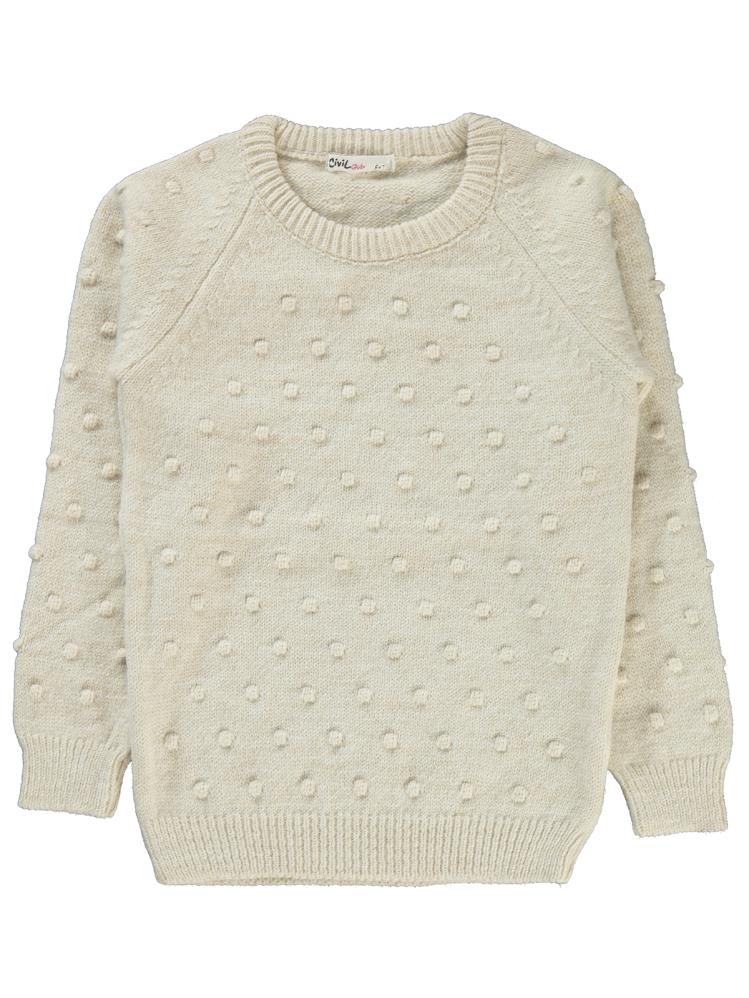 Civil Girls Nohut Desenli 6-9 Yaş Kazak - Bej