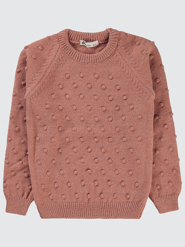 Civil Girls Nohut Desenli 6-9 Yaş Kazak - Pembe