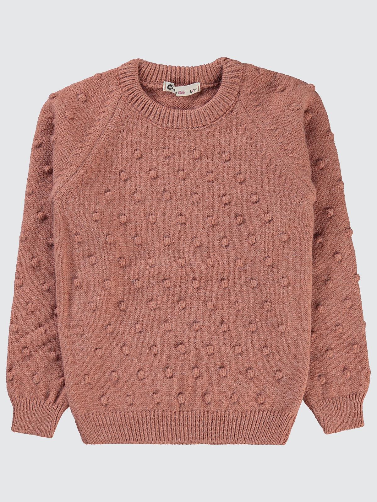 Civil Girls Nohut Desenli 6-9 Yaş Kazak - Pembe