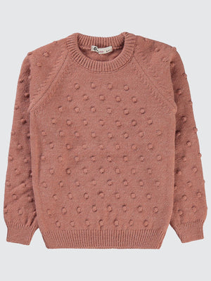 Civil Girls Nohut Desenli 6-9 Yaş Kazak - Pembe