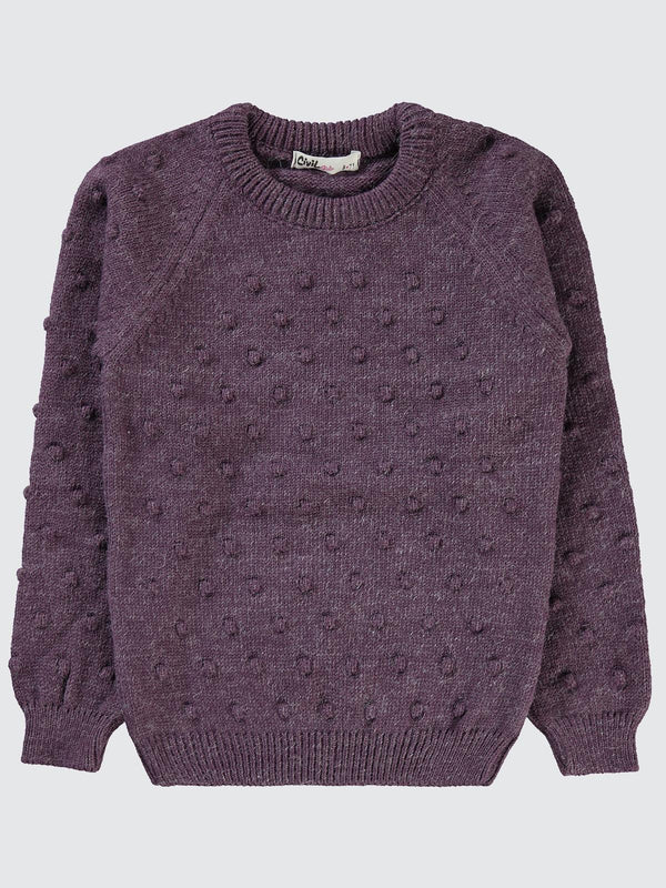 Civil Girls Nohut Desenli 6-9 Yaş Kazak - Lila