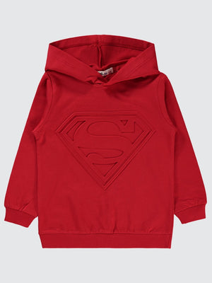 Superman Gofre Baskılı 2-5 Yaş Sweatshirt - Kırmızı