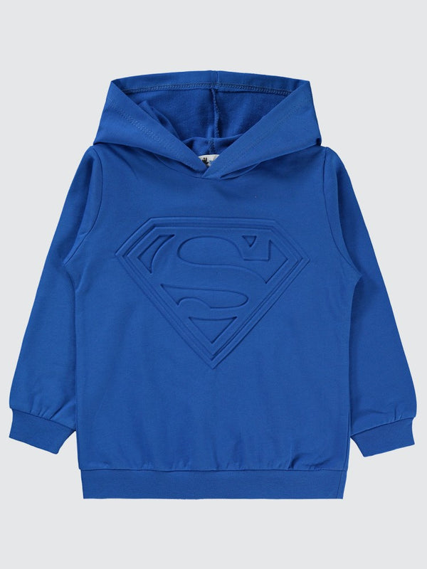 Superman Gofre Baskılı 2-5 Yaş Sweatshirt - Mavi