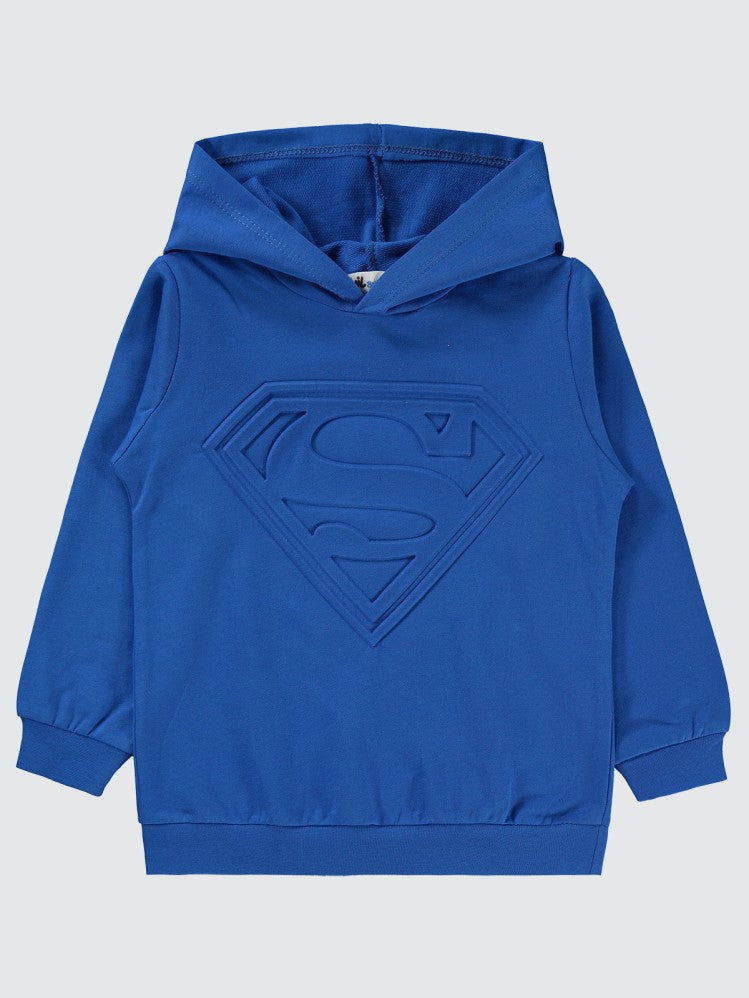 Superman Gofre Baskılı 2-5 Yaş Sweatshirt - Mavi