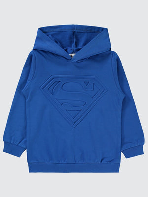 Superman Gofre Baskılı 2-5 Yaş Sweatshirt - Mavi