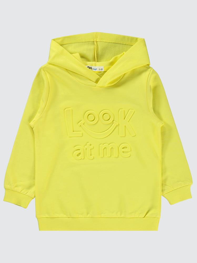 Civil Boys Look At Me Gofre Baskılı 2-5 Yaş Sweatshirt - Sarı