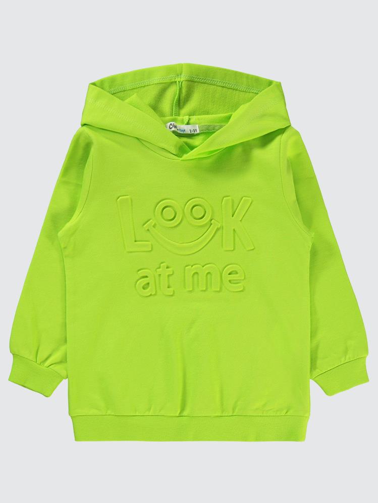 Civil Boys Look At Me Gofre Baskılı 2-5 Yaş Sweatshirt - Yeşil
