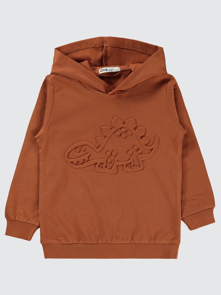 Civil Boys Dinozor Gofre Baskılı 2-5 Yaş Sweatshirt - Turuncu