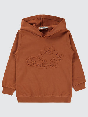 Civil Boys Dinozor Gofre Baskılı 2-5 Yaş Sweatshirt - Turuncu