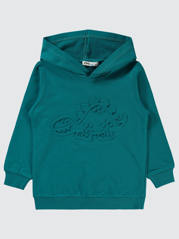 Civil Boys Dinozor Gofre Baskılı 2-5 Yaş Sweatshirt - Yeşil