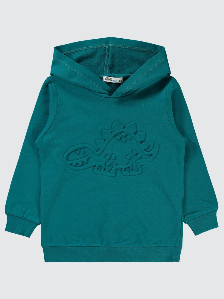 Civil Boys Dinozor Gofre Baskılı 2-5 Yaş Sweatshirt - Yeşil