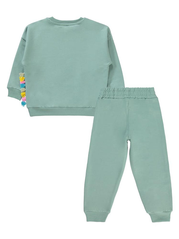 Civil Girls Püsküllü Unicorn Baskılı 2-5 Yaş Eşofman Takımı - Yeşil