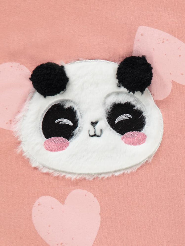 Civil Girls Panda Nakışlı 2-5 Yaş Eşofman Takımı - Turuncu
