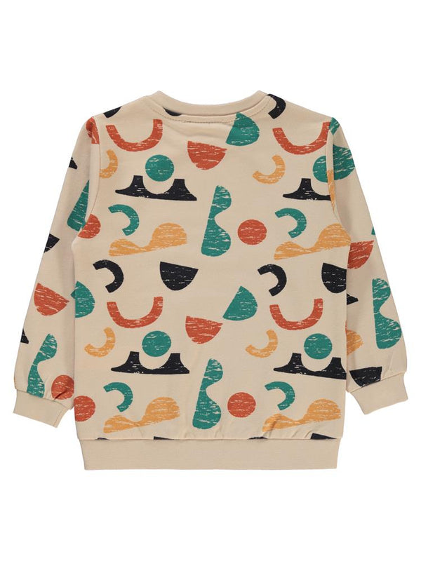 Civil Boys Geometrik Şekil Baskılı 2-5 Yaş Sweatshirt - Bej